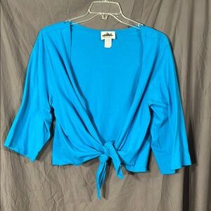 Vibrant Blue Tie-Front Cardigan 3/4 Sleeves XL
